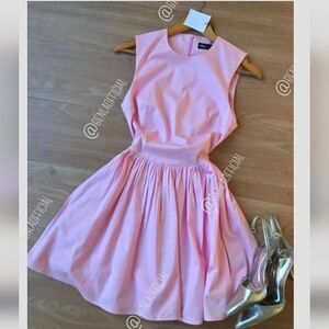 NWT ZARA SHORT gabardine corset voluminous pink dress